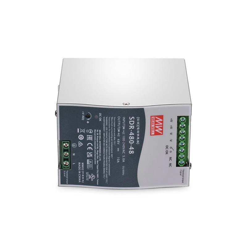 Refurb Squared 480W 48VDC Slim DIN Rail High-Performance Industrial Power Supply with PFC Function