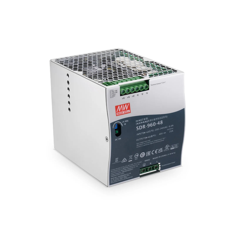 Refurb Squared 960W 48VDC Slim DIN Rail High-Performance Industrial Power Supply with PFC Function