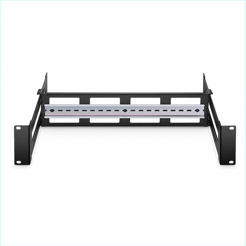 Refurb Squared Adjustable DIN Rail Bracket for EIA 19" Mount, 2U, Black
