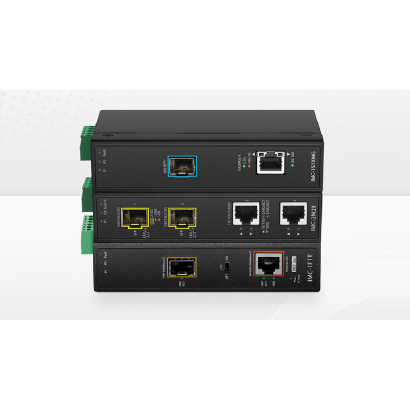 Refurb Squared Industrial Unmanaged 2 x 10/100/1000Base-T RJ45 to 2 x 100/1000/2500Base-X SFP Gigabit Ethernet Media Converter