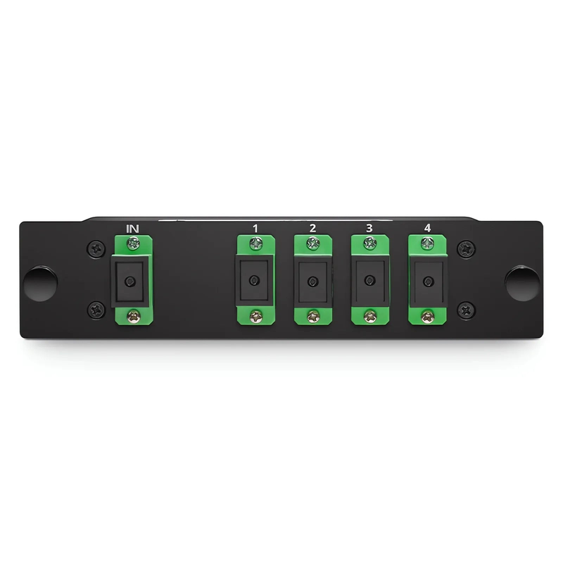 Refurb Squared 1 x 4 PLC Fiber Splitter, Standard LGX Cassette, SC/APC, Singlemode