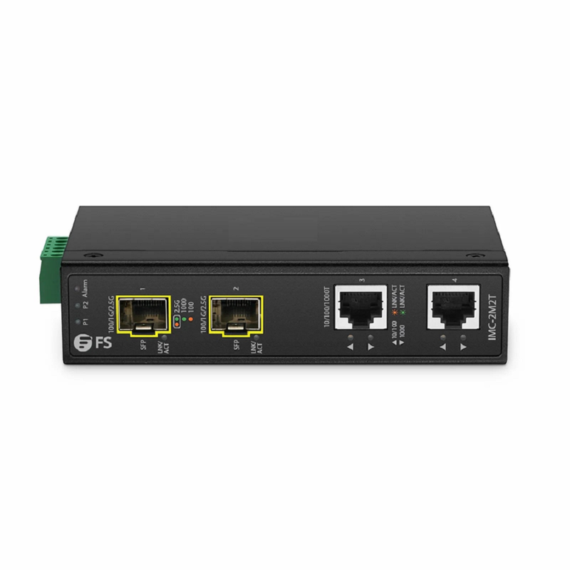 Refurb Squared Industrial Unmanaged 2 x 10/100/1000Base-T RJ45 to 2 x 100/1000/2500Base-X SFP Gigabit Ethernet Media Converter