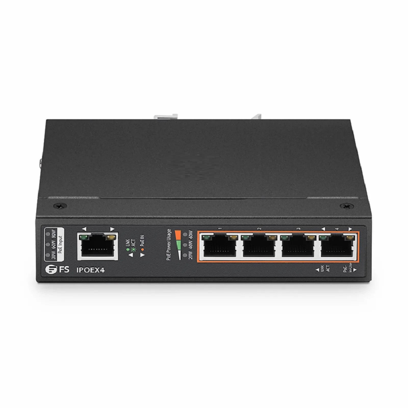 Refurb Squared 5 Ports 10/100/1000M Gigabit PoE+ Extender, 1 in 4 out, Din-rail/Wall mountable, IEEE 802.3at/802.3af, -40 to 75A°C