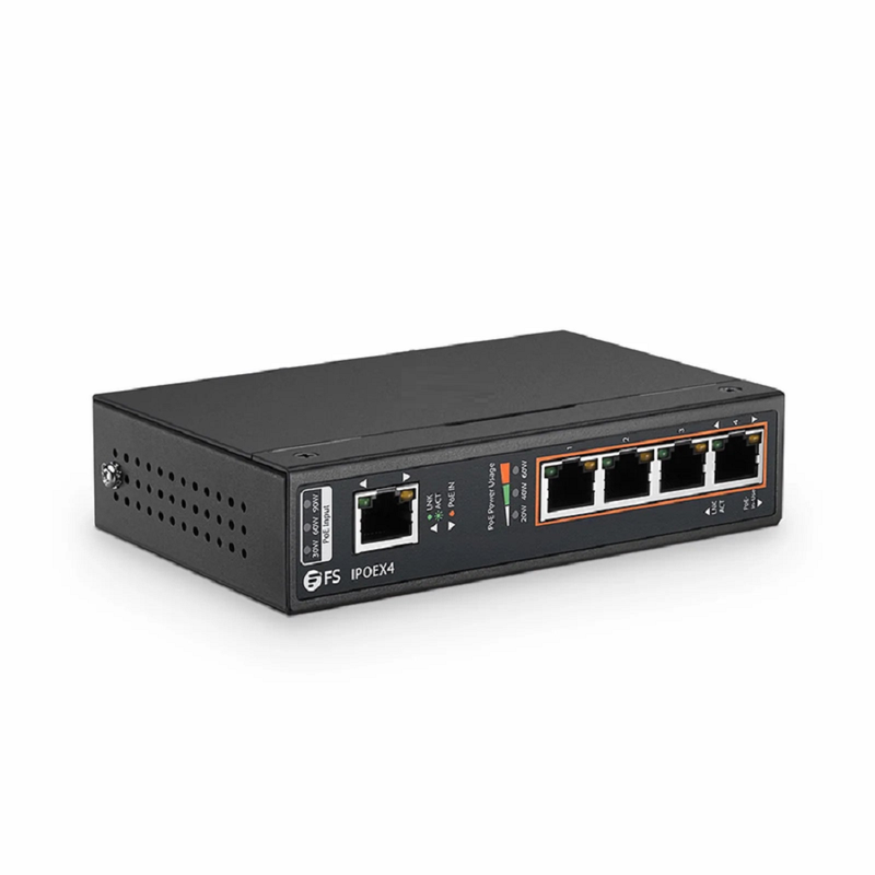 Refurb Squared 5 Ports 10/100/1000M Gigabit PoE+ Extender, 1 in 4 out, Din-rail/Wall mountable, IEEE 802.3at/802.3af, -40 to 75A°C