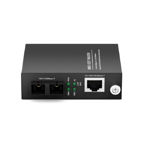 Refurb Squared Managed 1x 10/100/1000Base-T RJ45 to 1x 100/1000Base-X Multimode SC Duplex 850nm 550m Gigabit Ethernet Media Converter, Slide-in Module, American Plug Standard
