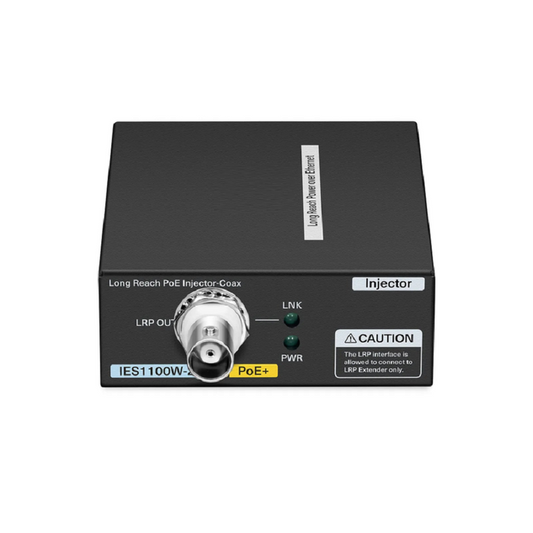 Refurb Squared IES1100W-2PD, 1-Port 10/100M Fast Ethernet Long Reach PoE over Coaxial Injector, 1 x PoE+ Input to 1 x BNC Female Output, -20 to 70A°C Operating Temperature