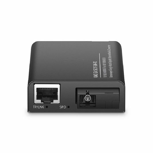 Refurb Squared Mini Unmanaged 1x 10/100/1000Base-T RJ45 to 1x 100/1000Base-X Single Mode SC 1310/1550nm 20km Gigabit Ethernet Media Converter, European Plug Standard