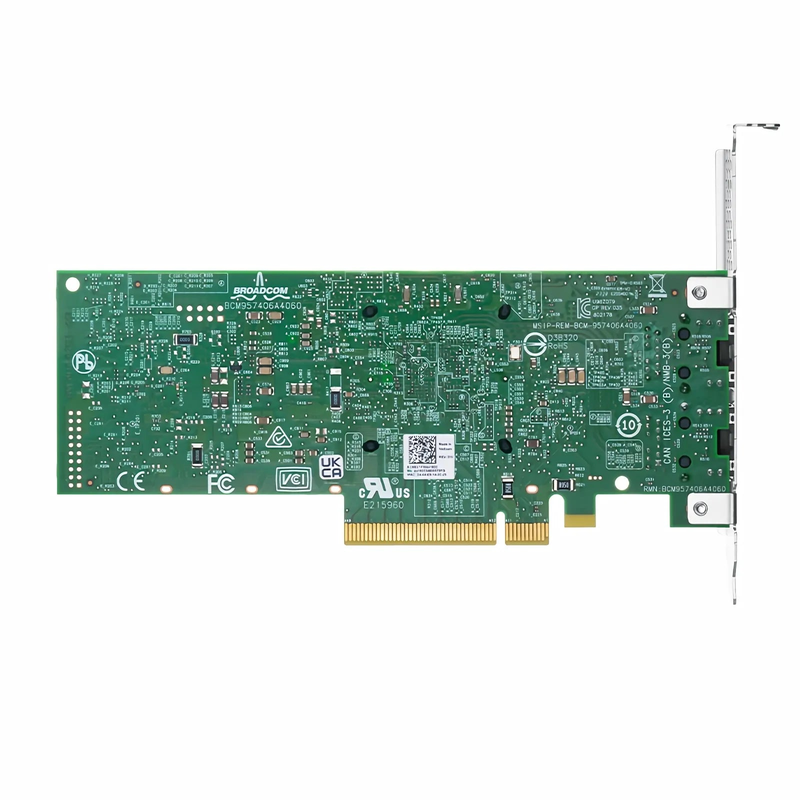 Refurb Squared BroadcomA® BCM957416A4160C Ethernet Network Interface Card, P210TP 10GbE Dual-port RJ45, PCIe 3.0 x8, Standard & Low Profile