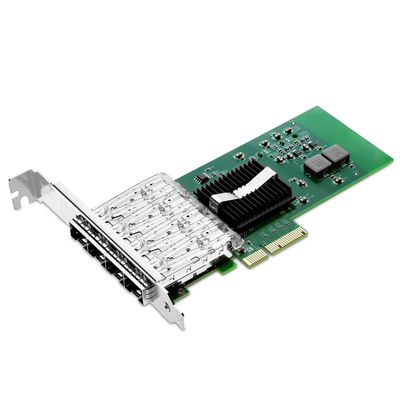 Refurb Squared Intel I350-AM4 Based Ethernet Network Interface Card, 1G Quad-Port SFP, PCIe 2.0 x4, Comparable to Intel I350-F4, Tall&Short Bracket