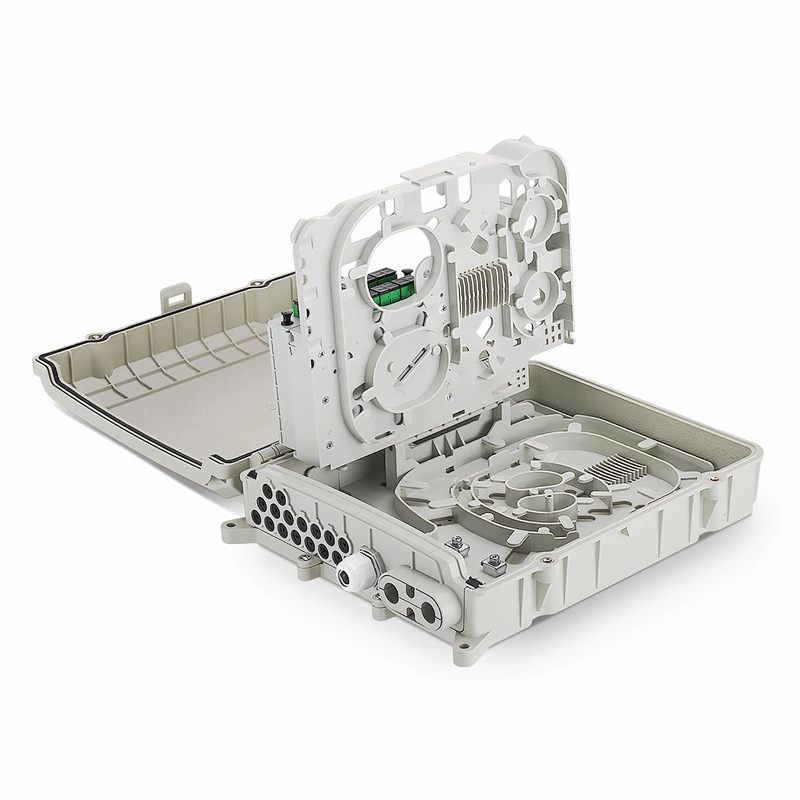 Refurb Squared 16 Fibers Optic Distribution Box, SC/A, Plastic, Wall/Pole Mount, Indoor and Outdoor