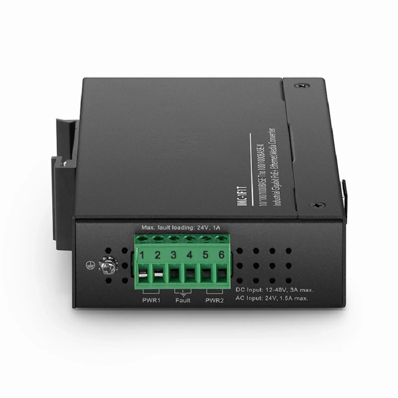 Refurb Squared Industrial Unmanaged 1x 10/100/1000Base-T RJ45 to 1x 100/1000Base-X SFP Gigabit PoE+ Ethernet Media Converter