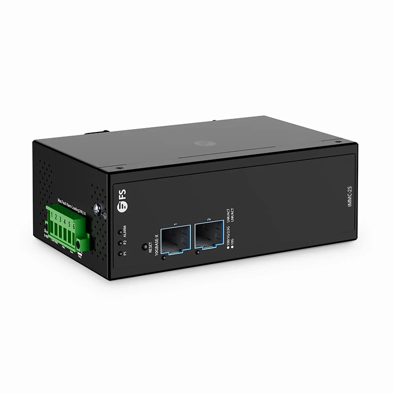 Refurb Squared Industrial Managed 2x 100M/1G/2.5G/10GBase-X SFP+ 10Gigabit Fiber Media Converter