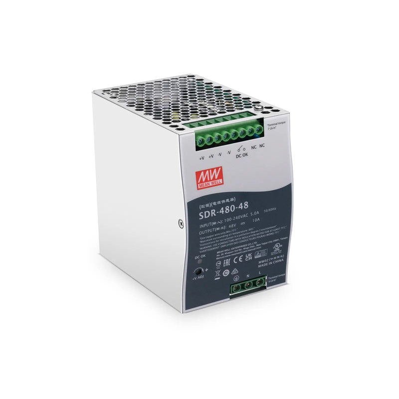 Refurb Squared 480W 48VDC Slim DIN Rail High-Performance Industrial Power Supply with PFC Function
