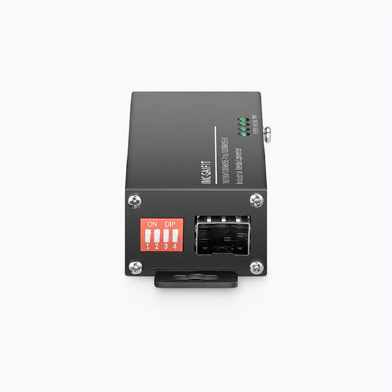 Refurb Squared Mini Industrial Unmanaged 1x 10/100/1000Base-T RJ45 to 1x 1000Base-X SFP Gigabit Ethernet Media Converter, British Plug Standard
