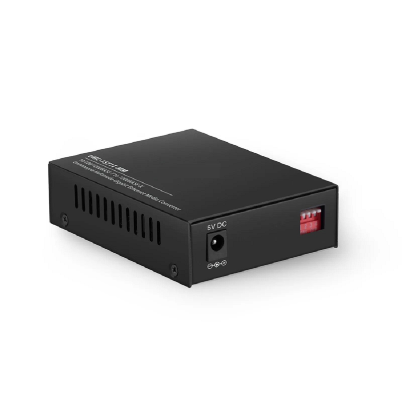 Refurb Squared Unmanaged 1x 10/100/1000Base-T RJ45 to 1x 1000Base-X Multimode ST 850nm 220/550m Gigabit Ethernet Media Converter, European Plug Standard