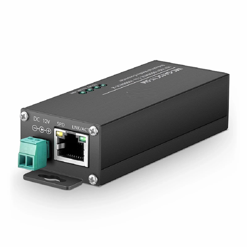 Refurb Squared Mini Industrial Unmanaged 1x 10/100/1000Base-T RJ45 to 1x 1000Base-X Single Mode SC 1310nm 20km Gigabit Ethernet Media Converter, American Plug Standard