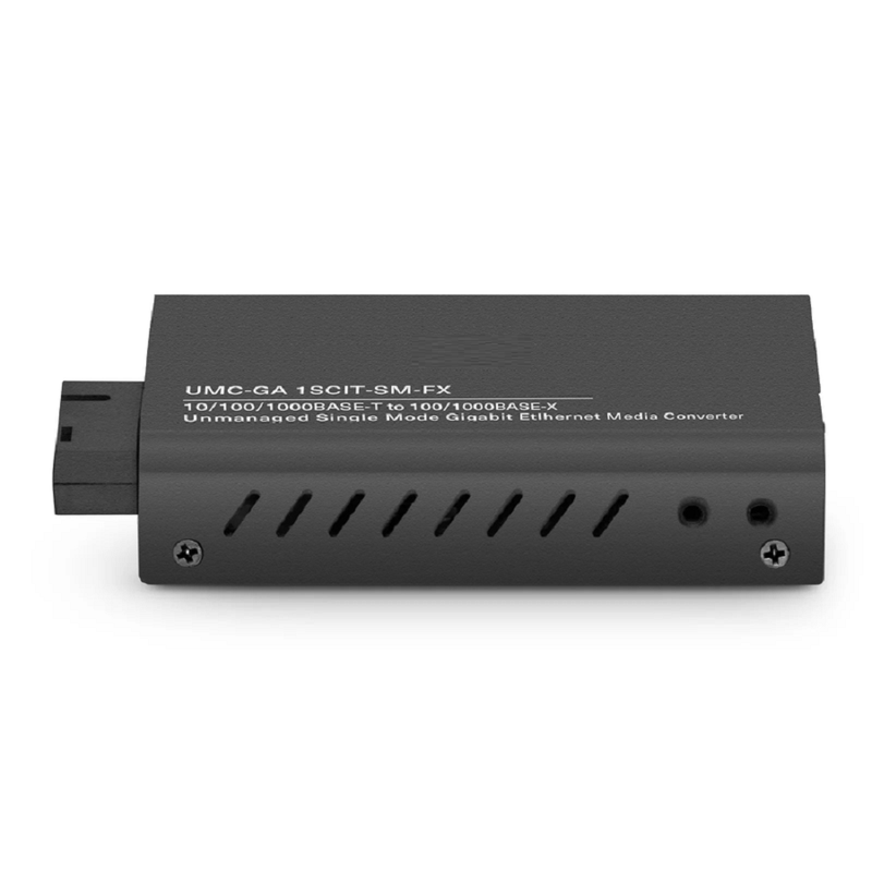 Refurb Squared Mini Unmanaged 1x 10/100/1000Base-T RJ45 to 1x 100/1000Base-X Single Mode SC 1550/1310nm 20km Gigabit Ethernet Media Converter, European Plug Standard