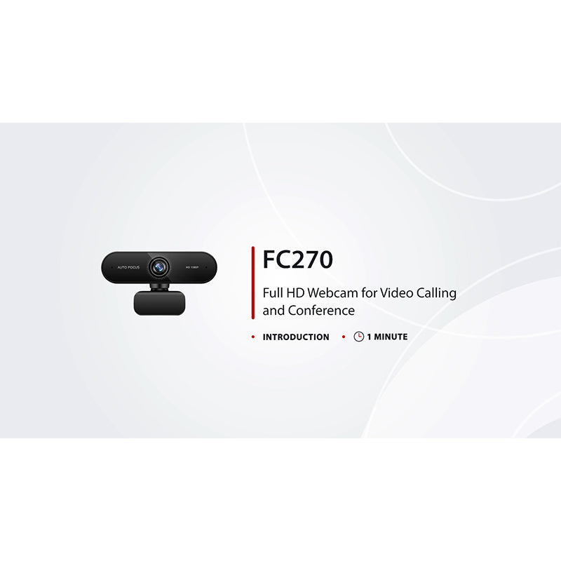 Refurb Squared FC270 Full HD 1080p Webcam for Personal Video Calling and Conference, with 2 Microphones, USB Plug and Play