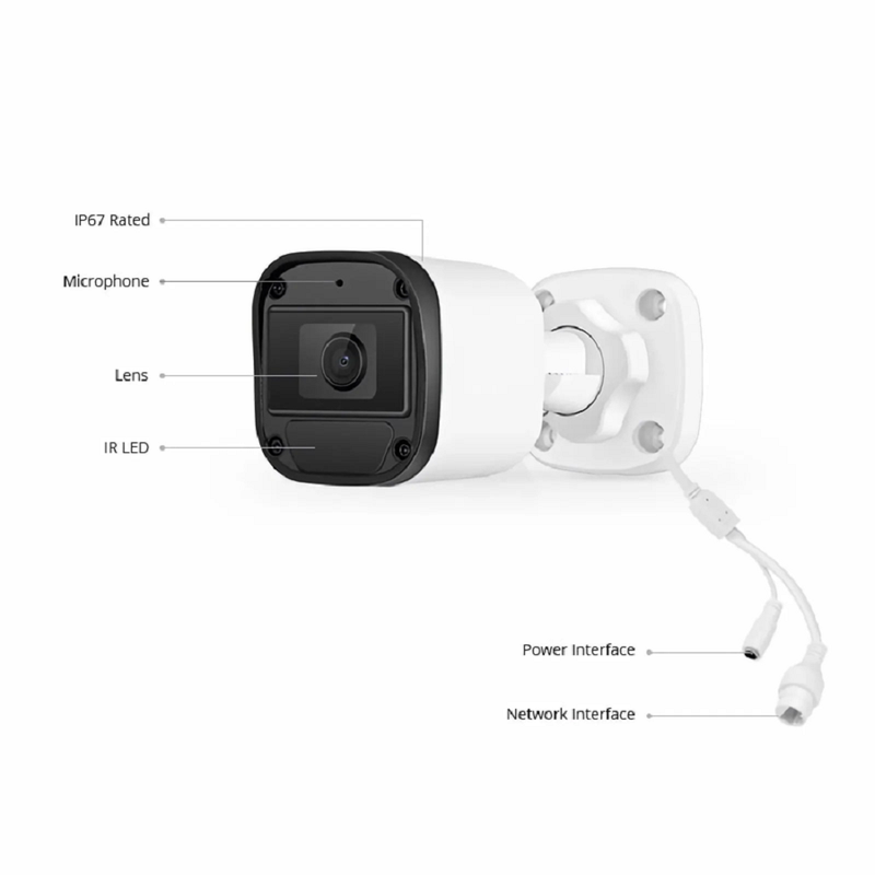 Refurb Squared IPC101-2M-B, Full HD 2MP Bullet Network Camera with Built-in Mic, 98ft Night Vision, IP67 Weatherproof PoE Network Camera with Fixed 2.8mm Lens
