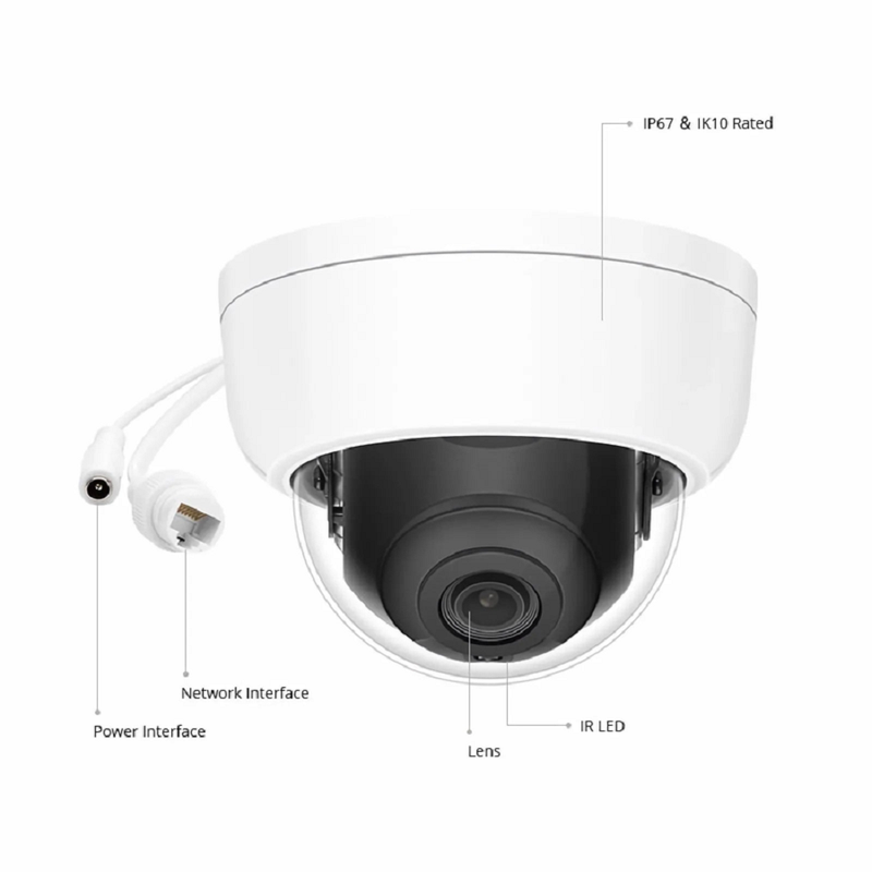 Refurb Squared IPC101-2M-D, Full HD 2MP Dome Network Camera with 2D/3D DNR, 98ft Night Vision, IP67 & IK10 PoE Network Camera with Fixed 2.8mm Lens