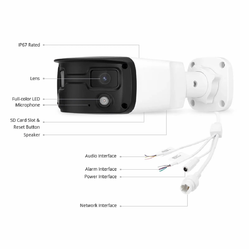 Refurb Squared IPC501-2X4M-B, Super HD 4MP Full-Color Wide Angle Fixed Bullet Network Camera with Build-in Mic, IP67 Weatherproof PoE Network Camera with Fixed 4.0mm Lens
