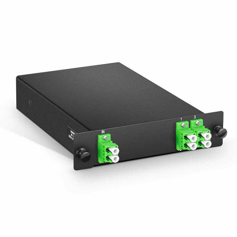 Refurb Squared 1 x 4 PLC Fiber Splitter, Standard LGX Cassette, LC/APC, Singlemode