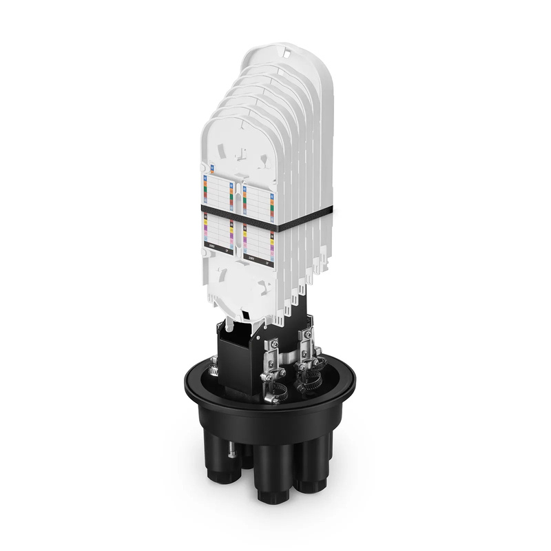 Refurb Squared 144 Fibers Dome Fiber Optic Splice Closure, 1 Oval Port and 4 Round Ports, Mechanical Seal, with 1 Pre-installed Splice Tray