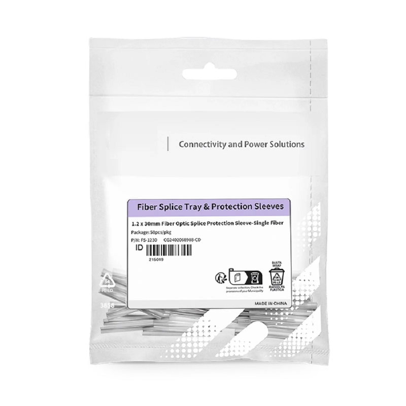 Refurb Squared 1.2 x 30mm Fiber Optic Splice Protection Sleeve, Single Fiber, 50pcs/pkg