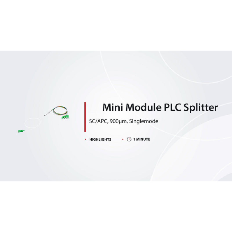 Refurb Squared 1 x 2 PLC Fiber Splitter, Steel Tube, Bare Fiber 250m, No Connector