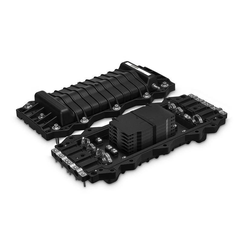 Refurb Squared 144 Fibers 4In-4Out In-Line Fiber Optic Splice Closure, Mechanical Seal, with 1 Pre-installed Fusion Splice Tray