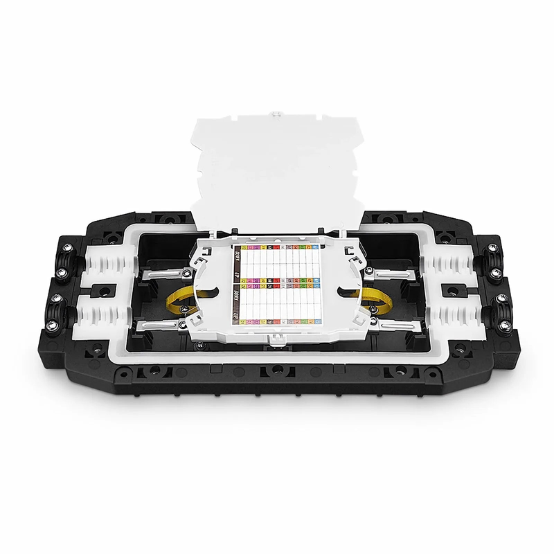 Refurb Squared 96 Fibers 2In-2Out In-Line Fiber Optic Splice Closure, Mechanical Seal, with 1 Pre-installed Fusion Splice Tray