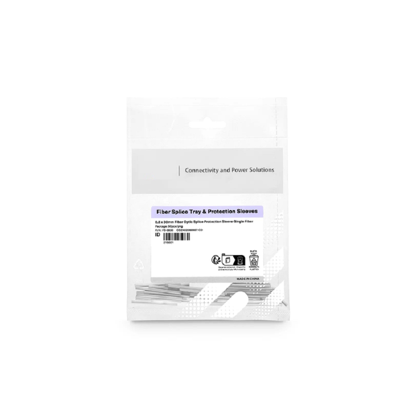 Refurb Squared 0.8 x 30mm Fiber Optic Splice Protection Sleeve, Single Fiber, 50pcs/pkg