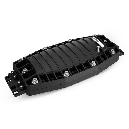Refurb Squared 48 Fibers 2In-2Out In-Line Fiber Optic Splice Closure, Mechanical Seal, with 1 Pre-installed Fusion Splice Tray
