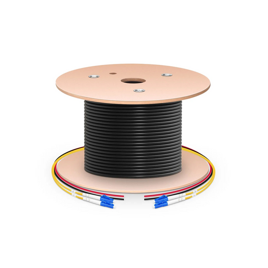 Refurb Squared 300m (984ft) Hybrid Fiber and Power Cable, Indoor, Plenum (OFNP), Single Mode (OS2), 2 Fibers, Tight-Buffered, LC UPC Simplex to LC UPC Simplex, 2 Conductors 17AWG