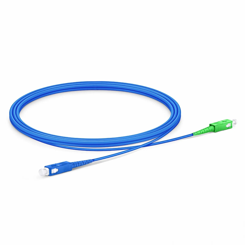 Refurb Squared 2m (7ft) Armored Fiber Patch Cable, 1 Fiber, SC UPC Simplex to SC APC Simplex, Single Mode (OS2), Riser (OFCR), 3.0mm, Blue