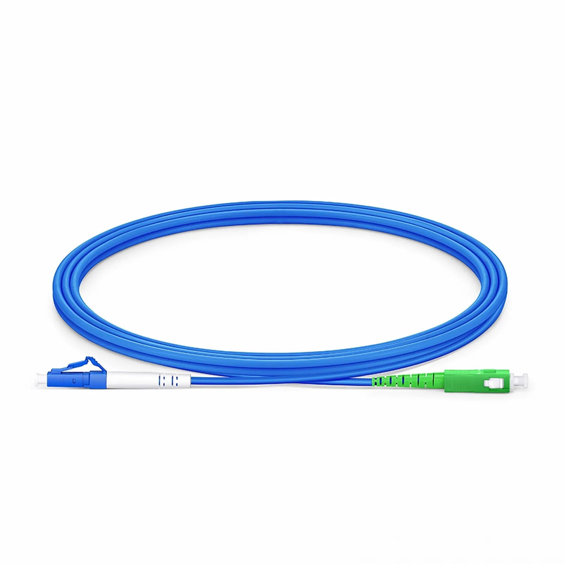 Refurb Squared 2m (7ft) Armored Fiber Patch Cable, 1 Fiber, LC UPC Simplex to SC APC Simplex, Single Mode (OS2), Riser (OFCR), 3.0mm, Blue