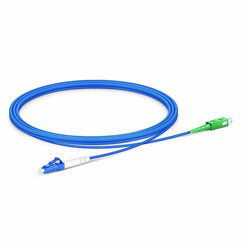 Refurb Squared 2m (7ft) Armored Fiber Patch Cable, 1 Fiber, LC UPC Simplex to SC APC Simplex, Single Mode (OS2), Riser (OFCR), 3.0mm, Blue