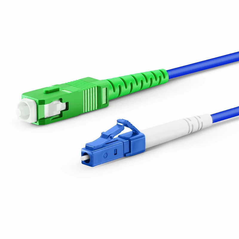 Refurb Squared 2m (7ft) Armored Fiber Patch Cable, 1 Fiber, LC UPC Simplex to SC APC Simplex, Single Mode (OS2), Riser (OFCR), 3.0mm, Blue