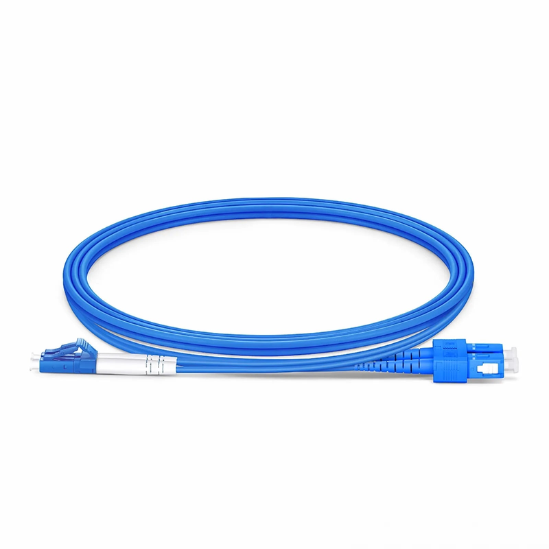 Refurb Squared 1m (3ft) Armored Fiber Patch Cable, 2 Fibers, LC UPC Duplex to SC UPC Duplex, Single Mode (OS2), LSZH, 3.0mm, Blue