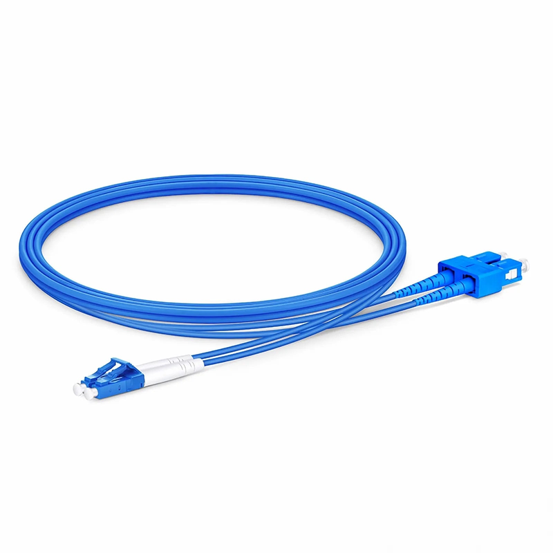 Refurb Squared 1m (3ft) Armored Fiber Patch Cable, 2 Fibers, LC UPC Duplex to SC UPC Duplex, Single Mode (OS2), LSZH, 3.0mm, Blue