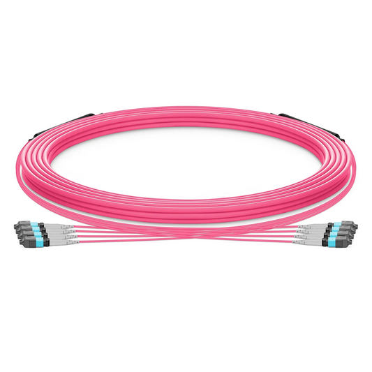 Refurb Squared 30m (98ft) MTP® Trunk Cable, MTP®-8 UPC (Female) to MTP®-8 UPC (Female), 32 Fibers, Multimode (OM4), Plenum (OFNP), 0.20dB Max, Type B, Double Jacket, Magenta