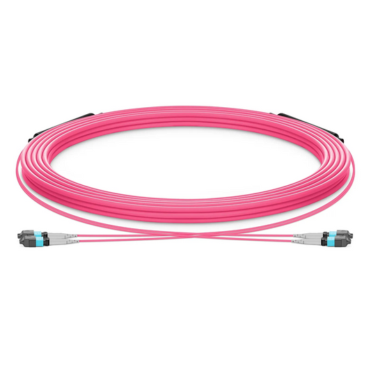 Refurb Squared 30m (98ft) MTP® Trunk Cable, MTP®-8 UPC (Female) to MTP®-8 UPC (Female), 16 Fibers, Multimode (OM4), Plenum (OFNP), 0.20dB Max, Type B, Double Jacket, Magenta