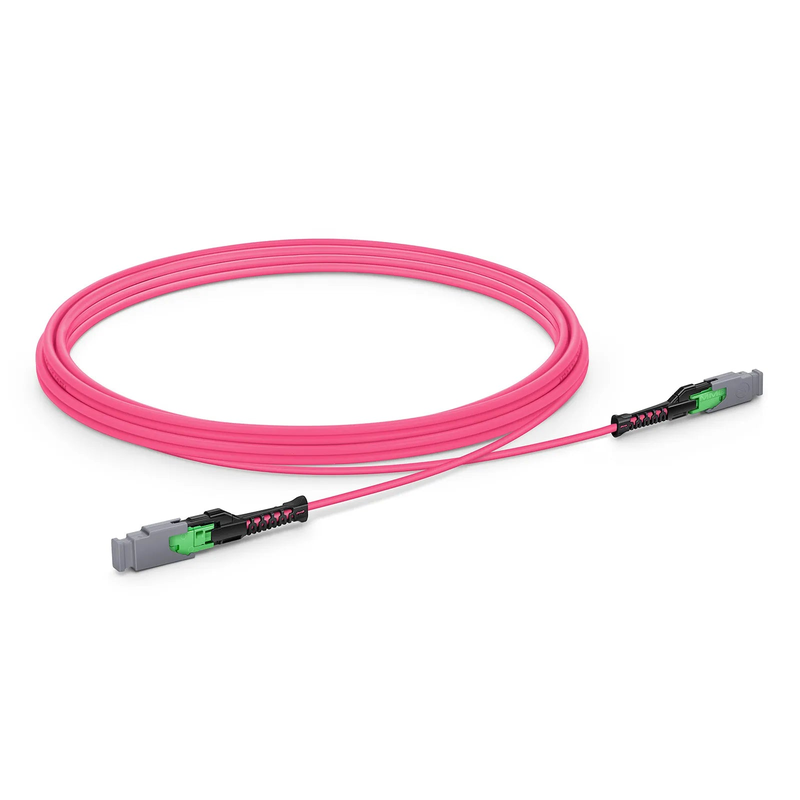Refurb Squared 3m (10ft) MMC Jumper, MMC-16 APC (Female) to MMC-16 APC (Female), 16 Fibers, Multimode (OM4), Plenum (OFNP), 0.35dB Max, Jumper Polarity, Magenta