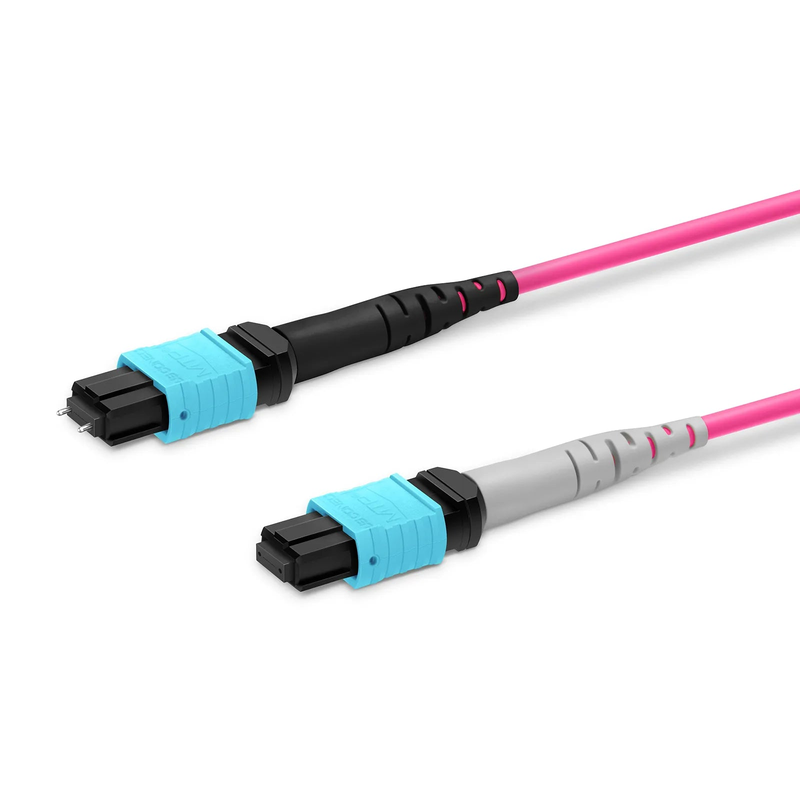 Refurb Squared 3m (10ft) MTP® Breakout Cable, 2 x MTP®-12 UPC (Male) to 3 x MTP®-8 UPC (Female), 24 Fibers, Multimode (OM4), Plenum (OFNP), 0.35dB Max, Type A, Magenta