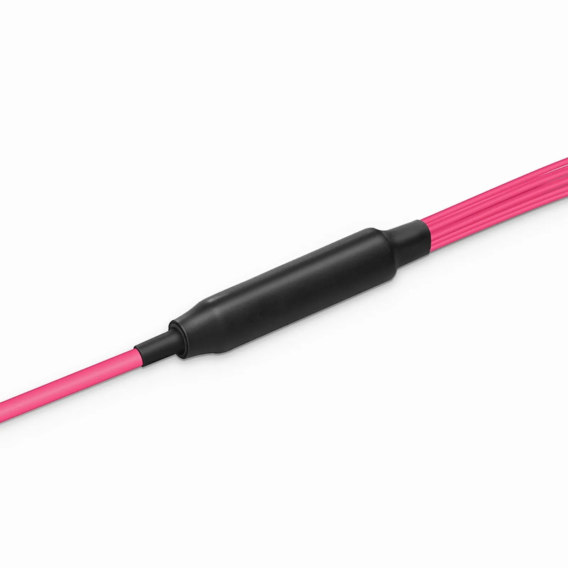 Refurb Squared 30m (98ft) MTP® Hybrid Trunk Cable, MTP®-12 UPC (Female) to 6 LC UPC Duplex Uniboot, 24 Fibers, Multimode (OM4), Plenum (OFNP), 0.20dB Max, Type B, Double Jacket, Magenta