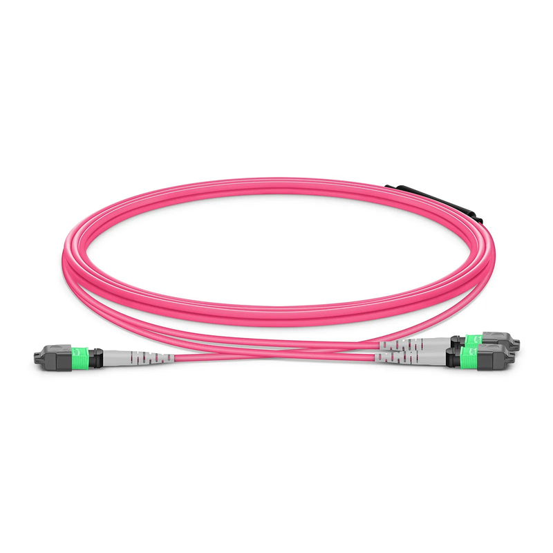 Refurb Squared NVIDIA/Mellanox MFP7E20-N001 Compatible 1m (3ft) MTP® Breakout Cable, MTP®-12 APC (Female) to 2 x MTP®-4 APC (Female), 8 Fibers, Multimode (OM4), Plenum (OFNP), 0.35dB Max, Type B, Magenta