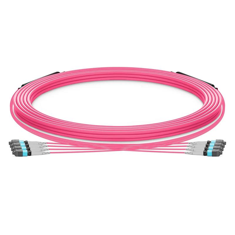 Refurb Squared 30m (98ft) MTP® Trunk Cable, MTP®-8 UPC (Male) to MTP®-8 UPC (Male), 32 Fibers, Multimode (OM4), Plenum (OFNP), 0.20dB Max, Type B, Double Jacket, Magenta