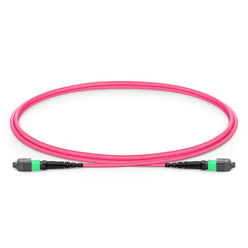 Refurb Squared 1m (3ft) MTP® Jumper, MTP®-16 APC (Female) to MTP®-16 APC (Female), 16 Fibers, Multimode (OM4), Plenum (OFNP), 0.35dB Max, Crossover, Magenta