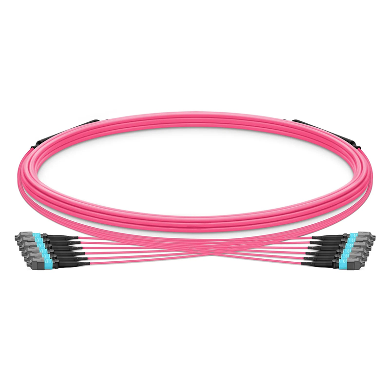 Refurb Squared 5m (16ft) MTP® Trunk Cable, MTP®-12 UPC (Female) to MTP®-12 UPC (Female), 72 Fibers, Multimode (OM4), Plenum (OFNP), 0.20dB Max, Type B, Double Jacket, Magenta