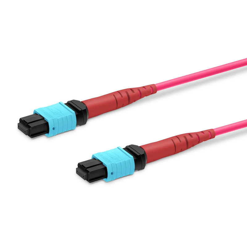 Refurb Squared 1m (3ft) MTP® Jumper, MTP®-24 UPC (Female) to MTP®-24 UPC (Female), 24 Fibers, Multimode (OM4), Plenum (OFNP), 0.35dB Max, Type A, Magenta